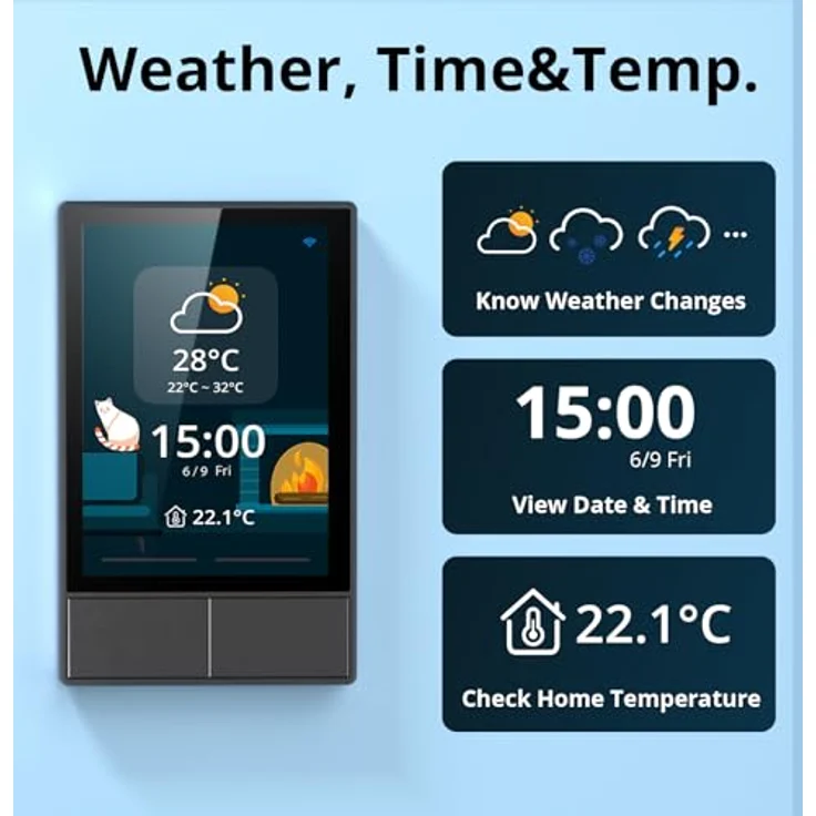 Sonoff NSPanel-US, Smart Home Hub mit HMI-Steuerung und intelligenter Temperaturregelung, Schwarz – Bild 3