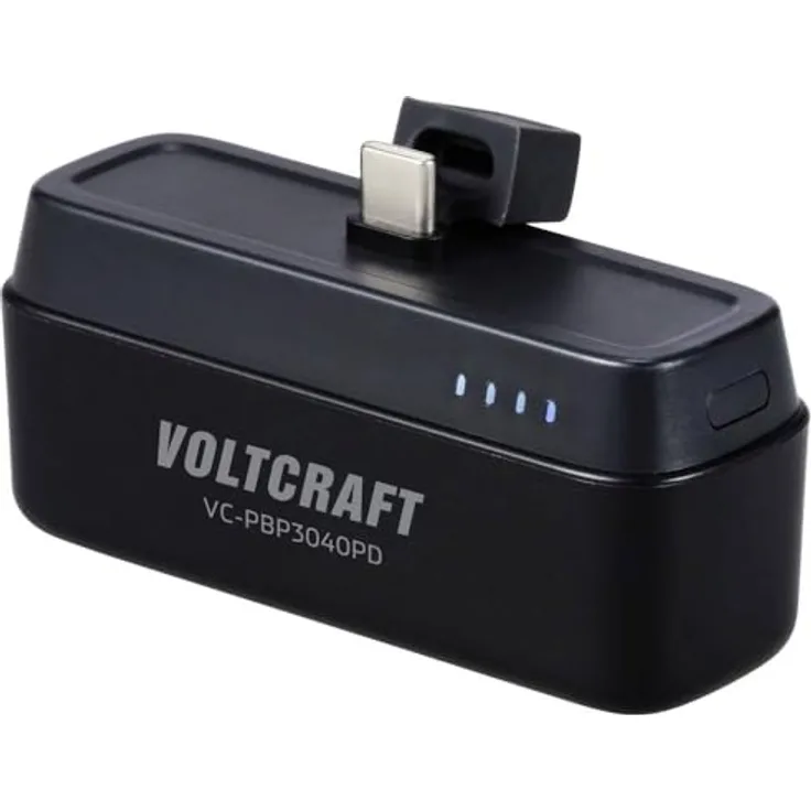 VOLTCRAFT VC-PBP3040PD Powerbank, 4500 mAh, USB PD, Li-Ion, Schwarz (matt), mit Statusanzeige und klappbarem Ständer