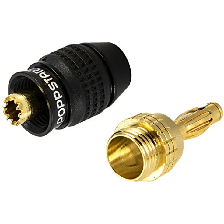 Poppstar 4x High End Bananenstecker (geschirmt), Bananas für Lautsprecherkabel (bis 6 mm²), Lautsprecher, AV Receiver, 24k vergoldet (2x schwarz, 2x rot) – Bild 3