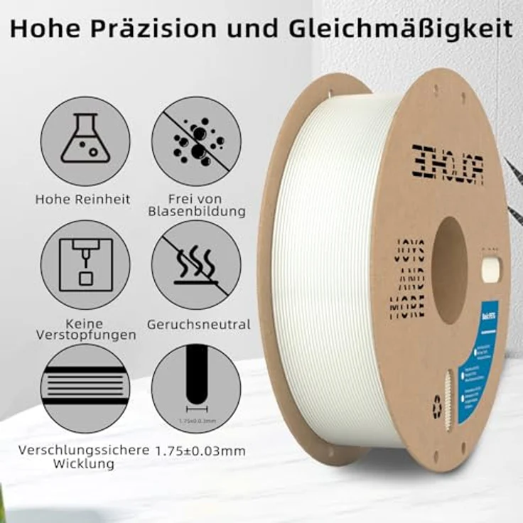 3DHoJor PETG Filament 1.75mm 4KG Schwarz und Weiß, hohe Zähigkeit, feuchtigkeitsbeständig, glänzende Oberfläche – Bild 3
