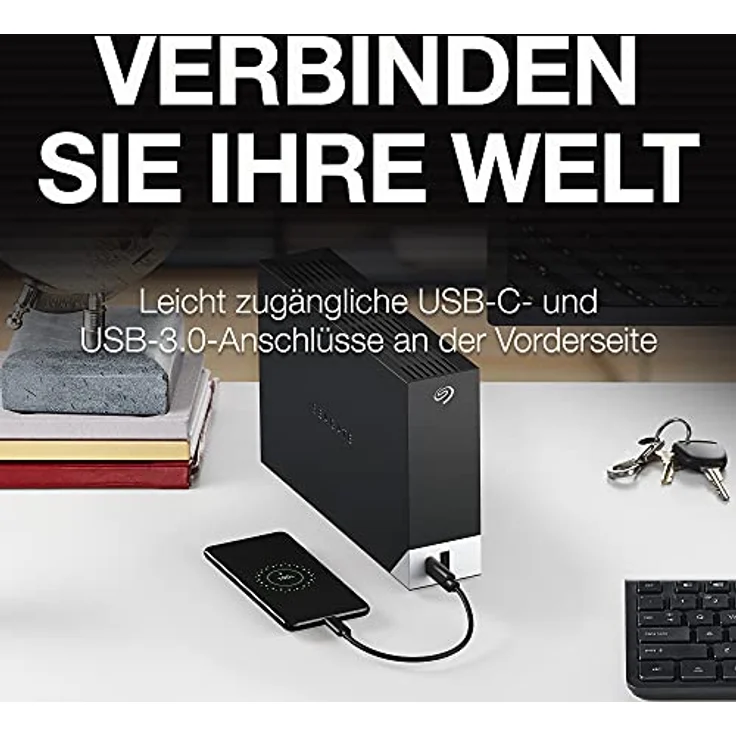 Seagate One Touch HUB 8 TB, 2-fach USB, Hardwareverschlüsselung, Passwortgeschützte externe Desktop Festplatte, 3.5 Zoll, USB 3.0, PC, Notebook & Mac, Modellnr.: STLC8000400 – Bild 2