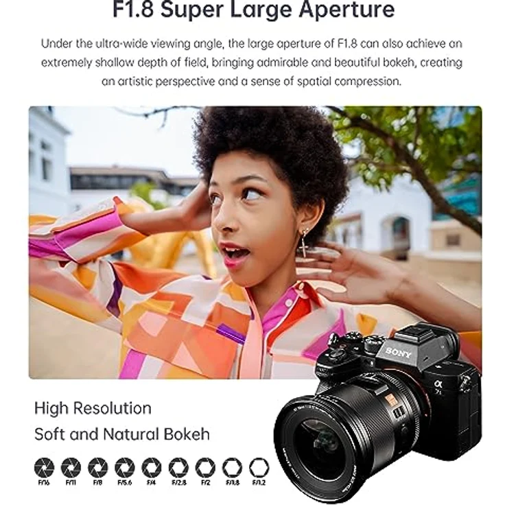 VILTROX AF 16mm F1.8 FE Objektiv, großes Vollformat-Weitwinkelobjektiv mit LCD-Display für Sony E-Mount Kameras, 16 mm Brennweite, präziser Autofokus – Bild 4