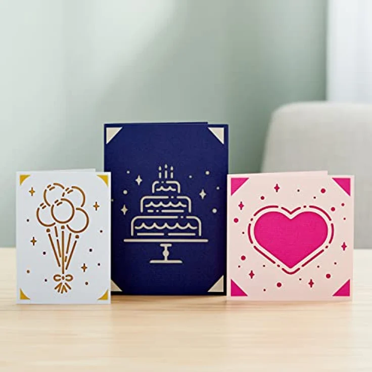 Cricut Insert Cards Princess R10, Kartenset in Tulpenblau und Puder, für personalisierte Grußkarten mit tiefenwirksamen Einlegern – Bild 14
