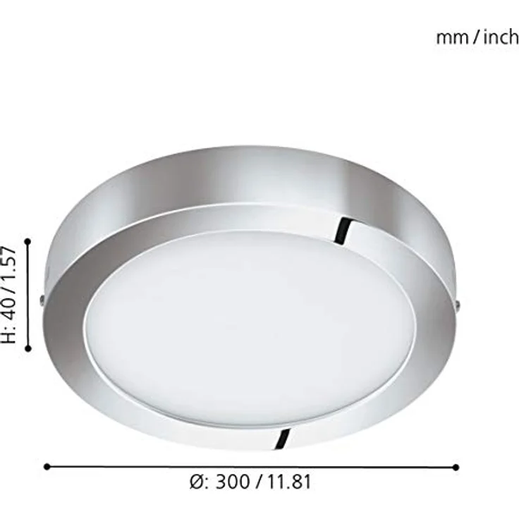 EGLO LED Deckenleuchte Fueva 1, 1 flammige Deckenlampe, Chrom/Weiß, Ø 30 cm, warmweiß, IP44 – Bild 5