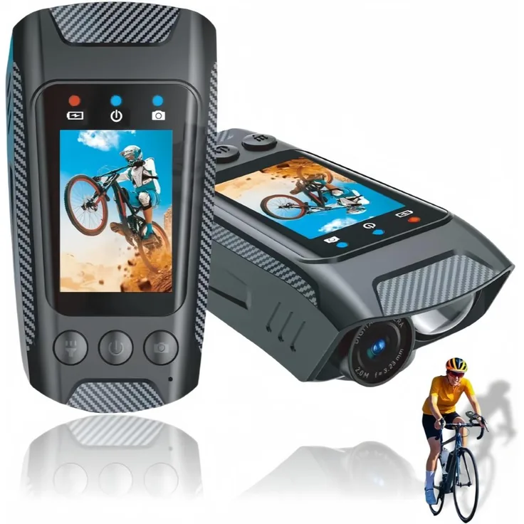 GIDEALED 4K 60FPS Multifunktionale Fahrradkamera, 2,0 Zoll IPS-Display, WiFi, integrierte Fahrradhupe, 2500-mAh-Akku