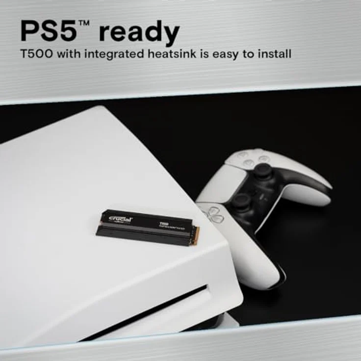 Crucial T500 1TB PCIe Gen4 NVMe M.2 Interne Gaming SSD mit Kühlkörper, bis zu 7300MB/s, (PS5) kompatibel + 1 Monat Adobe CC alle Apps - CT1000T500SSD5 – Bild 3