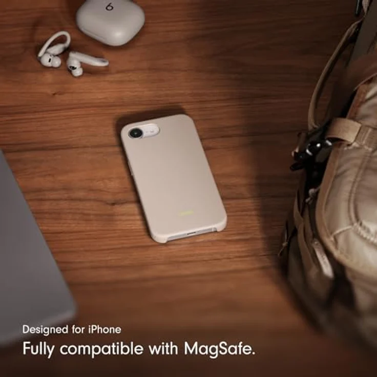 Beats iPhone 17e Case mit MagSafe, dünnes Hardshell-Case, matte Oberfläche, Mikrofaserfutter – Kalkstein – Bild 4