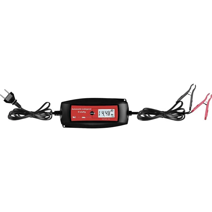 IWH 75906 Kfz-Ladegerät 2A 4A, vollautomatisches Batterieladegerät mit LCD-Bildschirm und 9-stufiger Ladefunktion für Standard-, AGM- und Gel-Batterien