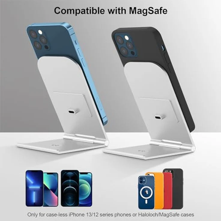 Energizer Mag Safe Kabelloses Ladegerät, 15 W, Aluminium, ultraschnelles kabelloses Induktionsladen, Akkuschutz, Station, Handyhalterung - Android iPhone Google Pixel, Silber – Bild 2