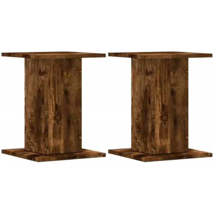 vidaXL Lautsprecherständer 2 STK., Hoher Boxenständer mit stabiler 30 x 30 cm Oberfläche, Räuchereiche Holzwerkstoff, verbessert das Audio-Hörerlebnis – Bild 1