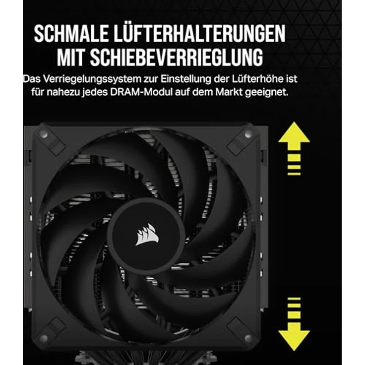 CORSAIR A115 Hochleistungs-Tower-CPU-Luftkühler - Slide-and-Lock-Lüfterhalterung - Zwei Corsair AF140 Elite-Lüfter Vorinstallierte Wärmeleitpaste - Schwarz - Preisvergleich – Bild 4