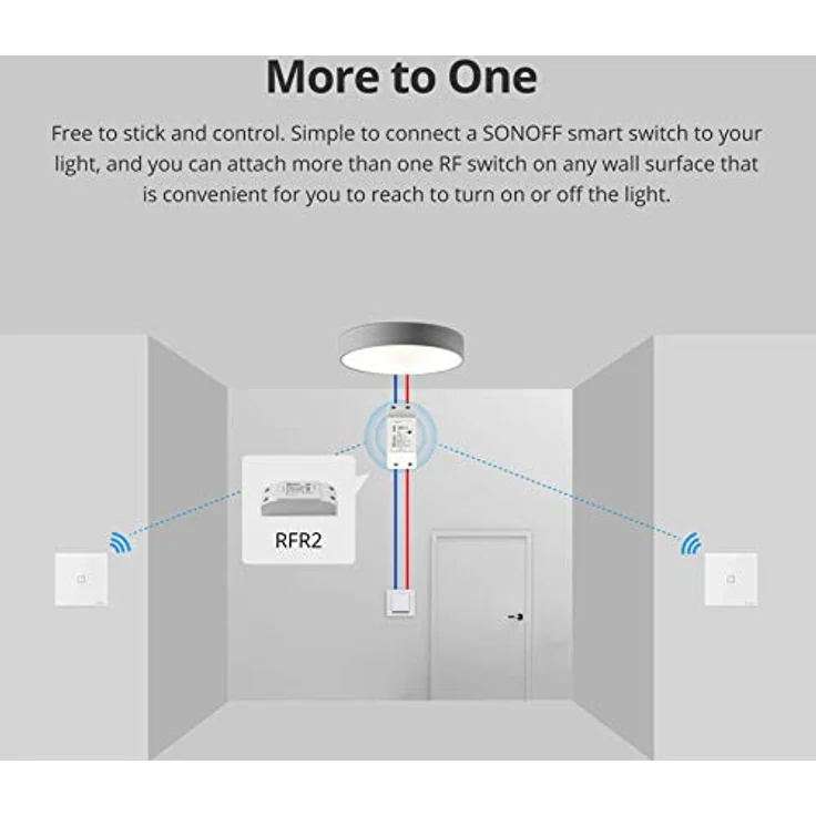 SONOFF T2EU1C-RF Druckknopf 86 Typ Wandplatte Sticky 433MHz Wireless RF-Fernbedienung, Zweiwege-Steuerung, keine Verkabelung erforderlich, Batterie erforderlich (not included), 1 Gang – Bild 4