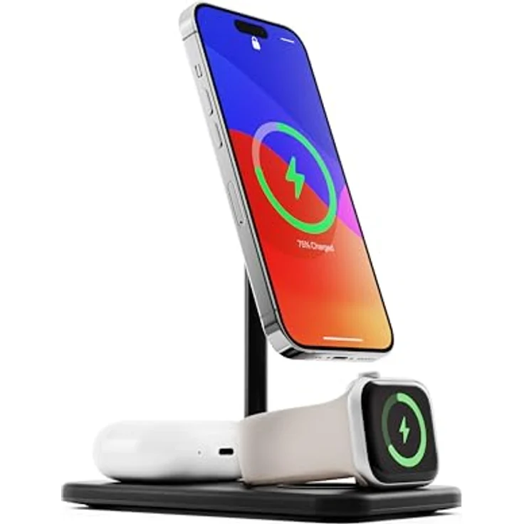 Twelve South HiRise 3 Deluxe induktive Ladestation Bis zu 3 Geräte gleichzeitig Laden, mit Schnellladefunktion Schwarz – Bild 2