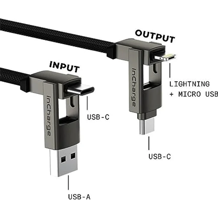 Rolling Square inCharge X Max, 6-in-1 All-in-One Kabel für iPhone, Android & USB-C, 1,5 m - Schwarz – Bild 2