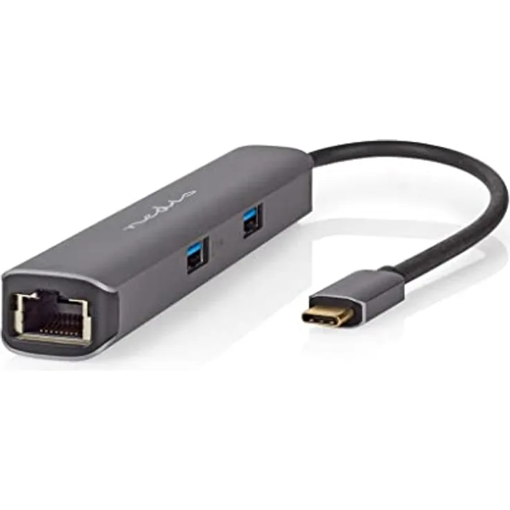 Nedis CCBW64230AT02 USB Multi-Port-Adapter - USB 3.2 Gen 1 - USB-C™ Stecker - HDMI™ Ausgang / RJ45 Buchse / 2X USB-A Buchse / 2X USB-C™ - 5 Gbps - 0.20 m - Rund - Vergoldet - PVC - Anthrazit - Box