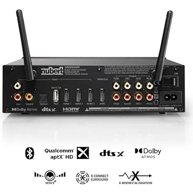 Nubert nuXinema preAV | schwarzer AV-Vorverstärker | Für vollen Surround-Sound | Wireless und komfortabel | Mit Dolby Atmos® und DTS:X | Schaltzentrale für max. 9 Quellen | Geringer Stromverbrauch – Bild 3