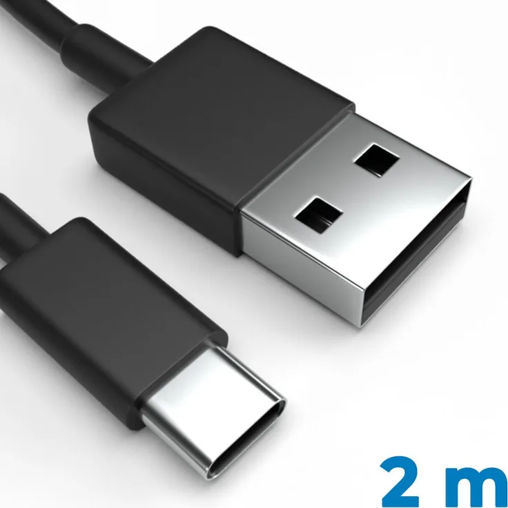 Justcom USB-C Ladekabel für Samsung Galaxy S20, 200 cm, Schnellladung bis 3 A, Schwarz