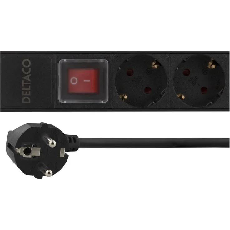 Deltaco GT-8512 Steckdosenleiste, 12 AC-Ausgänge, Indoor, Schwarz, maximale Eingangsleistung 3500 W, CEE 7/4
