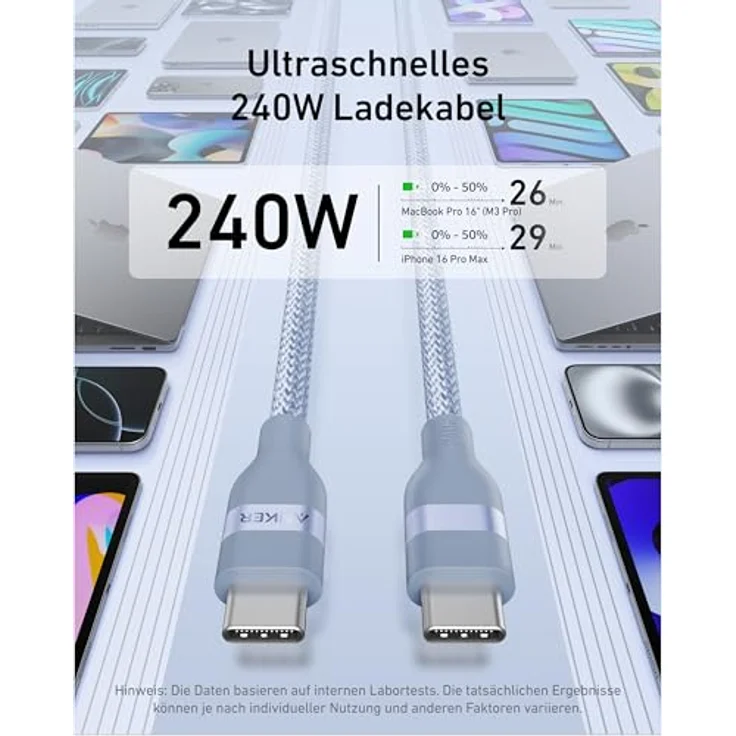Anker Nano 240W USB C Kabel, geflochten, flexibel, 1,8m – Bild 2