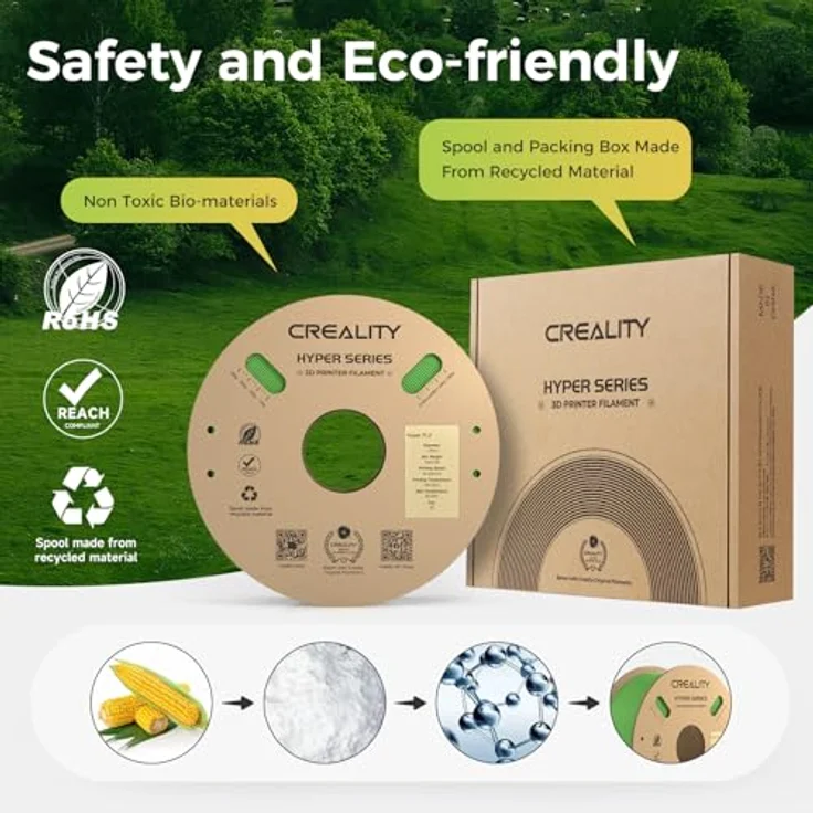 Creality Hyper PLA 3D Filament, 1.75 mm, 1000 g, hohe Zugfestigkeit und Zähigkeit, Grün – Bild 2