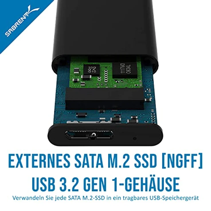 Sabrent m.2 SSD [NGFF] zu USB 3.0 Aluminium Gehäuse [Unterstützt UASP] (EC-M2MC) – Bild 5