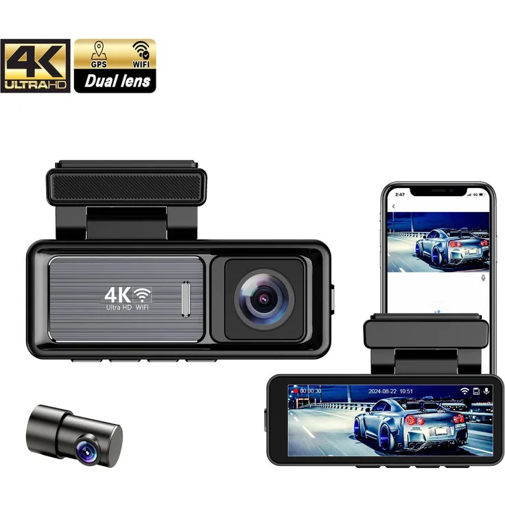 Goldstern-Tech BM06 Pro Dashcam, Dual-Kamera 170° Front & 140° Rückkamera, 4K HDR, GPS, G-Sensor, Parküberwachung, WLAN-Steuerung