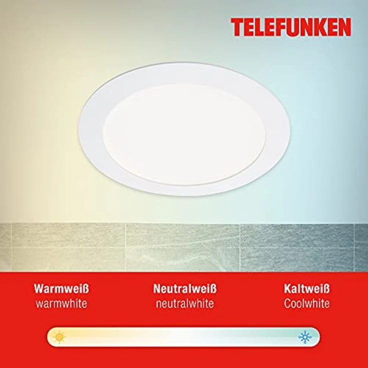 Telefunken LED-Einbauleuchte Virgo, dimmbar, RGBW-Farbwechsel, smart steuerbar, weiß, Ø 17 cm – Bild 7