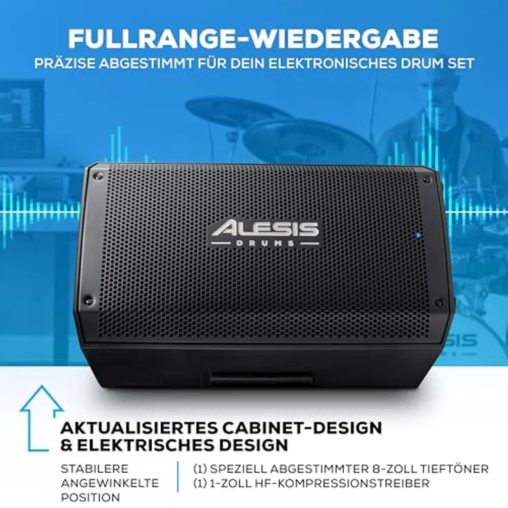 Alesis Strike Amp 8 MK2, aktiver E-Drum Monitor mit 2000W Peak, 8" Woofer, Bluetooth, 1100W RMS, 256x245x436 mm – Bild 3