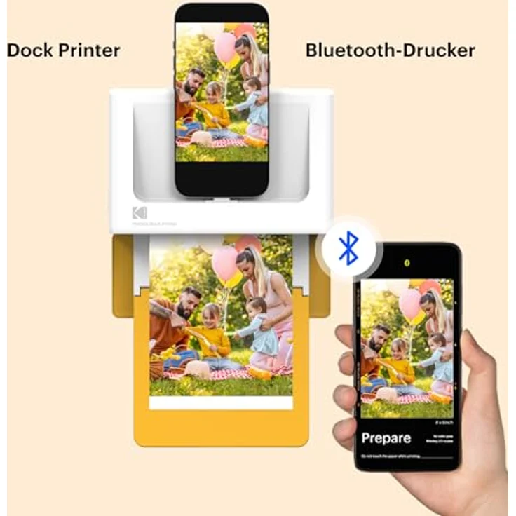 Kodak PD460 – Fotodrucker 10 x 15 cm – Bluetooth & Docking – Weiß & Gelb – Bild 4