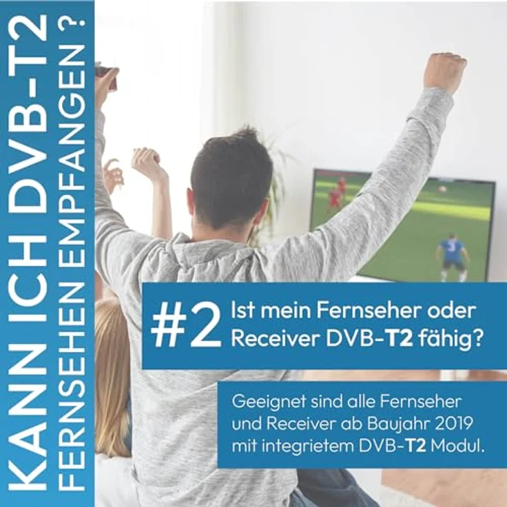 VSG24 DVBT2 HDTV Antenne ADVANCED HD, Innenantenne mit 5 m Kabellänge für optimale DVB-T2 Signalqualität, schwarz – Bild 3