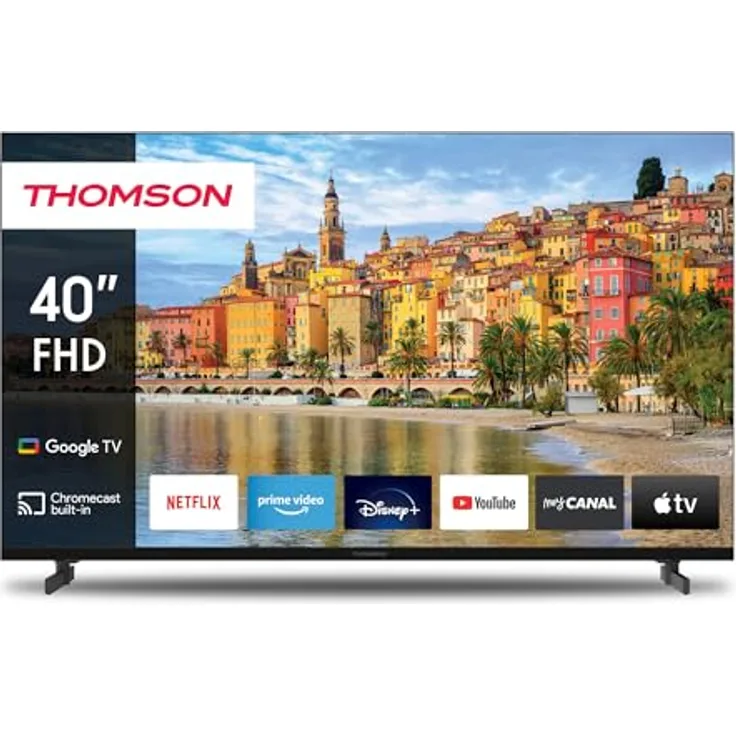 Thomson 40 Zoll (101 cm) Google TV HD Triple Tuner Smart TV mit Sprachsteuerung – 40FG2S14 – Rahmenloses Design, beleuchtete Fernbedienung