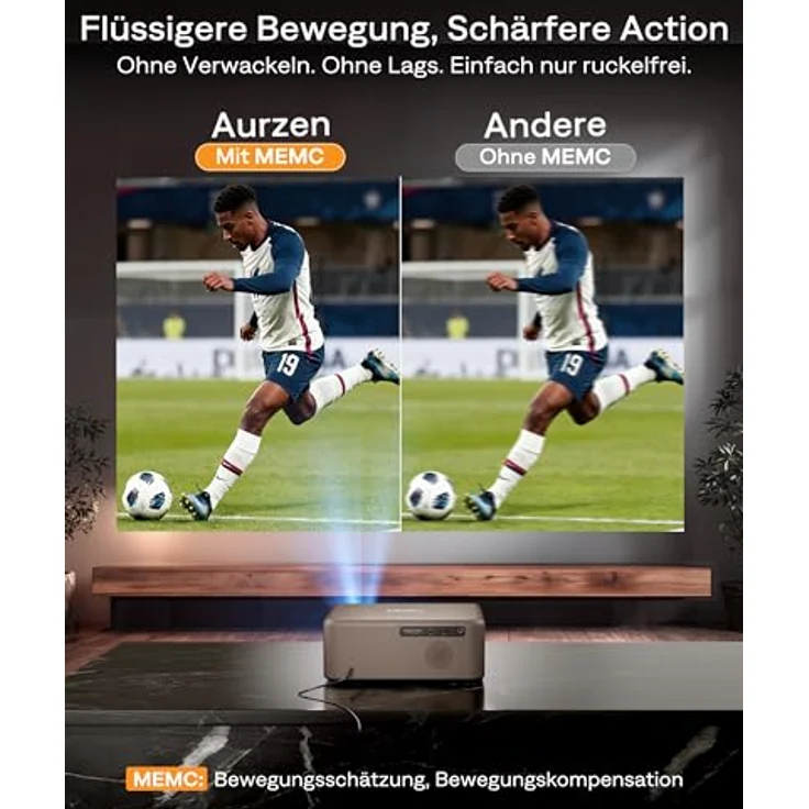 Aurzen EAZZE D1 MAX Beamer, Smart Beamer mit Google TV 14.0, 1000 ANSI Lumen, Native Full HD, Dolby Audio-Sound, Schwarz – Bild 4