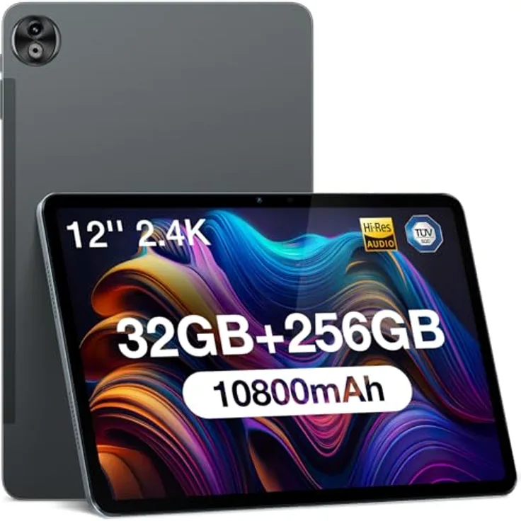 DOOGEE T20ULTRA Tablet (12", 256 GB, 4G LTE, BT 5.0, 32GB+256GB, OTG Support) in Business-Ledertasche, Schwarz
