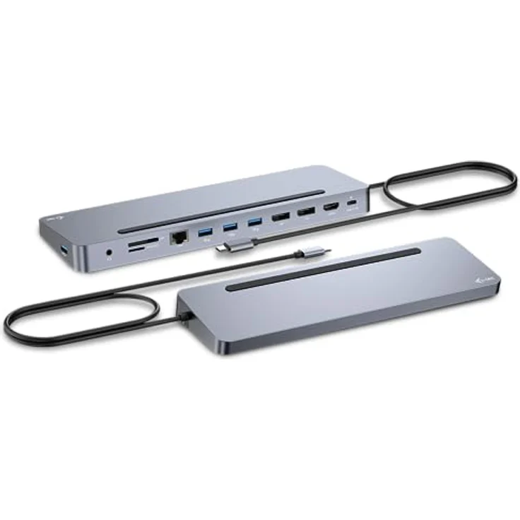 i-tec USB-C Metall Ergonomische Dockingstation 3x4K - 1x HDMI, 2X DisplayPort, 4X USB 3.2 Gen1, GLAN, SD/microSD – Bild 1