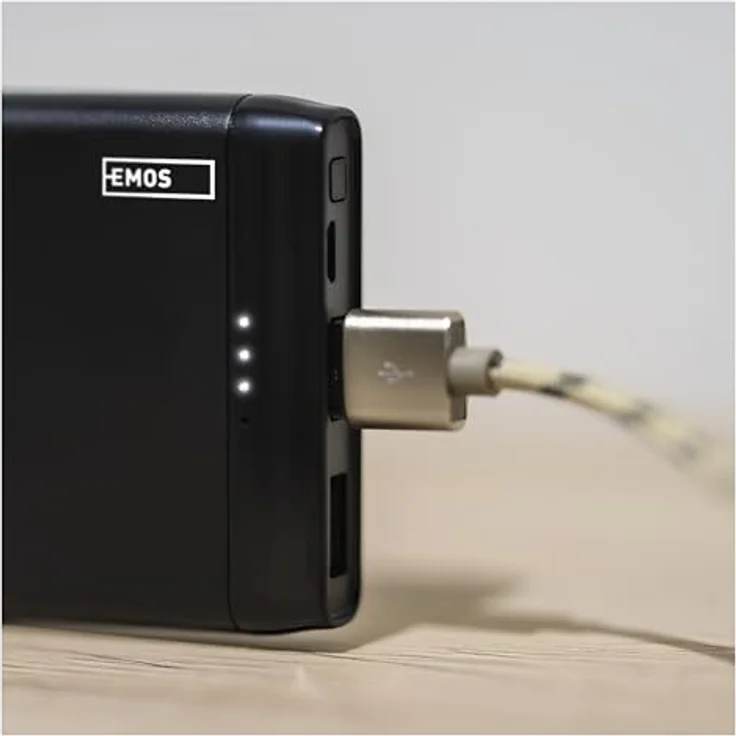 EMOS Alpha Slim Powerbank 10000mAh mit USB-C und Micro USB Kabel, Externer Akku-Ladegerät mit PASSthrough, Ausgang 2X USB, Eingang Micro USB, Auto ON-Off, für Handy, Tablet, iPhone, Galaxy, Huawei – Bild 5