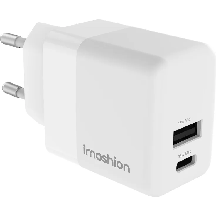 iMoshion Wandladegerät, USB-C + USB-A mit Power Delivery und Quick Charge, 35W, Weiß