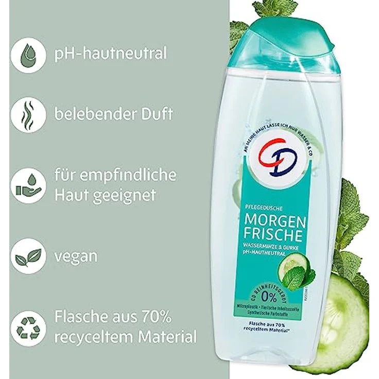 CD Dusche 'Morgenfrische', 250 ml, Duschgel mit Pflanzenextrakten, Pflegeprodukt mit belebendem Duft, Showergel für empfindliche Haut, ohne Mikroplastik, vegan – Bild 4