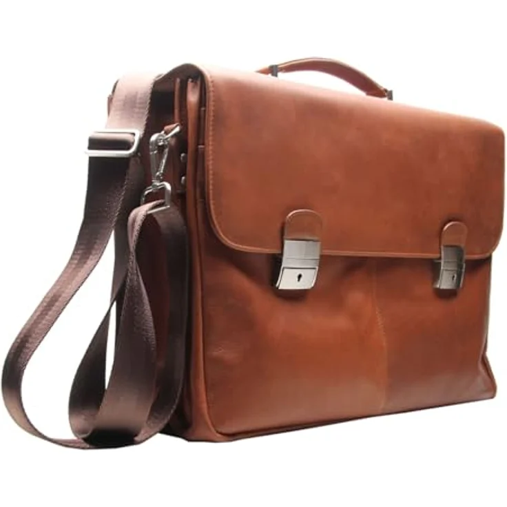 Esquire Dallas Aktentasche Leder, 42 cm mit Laptopfach, braun, 100% Leder – Bild 2
