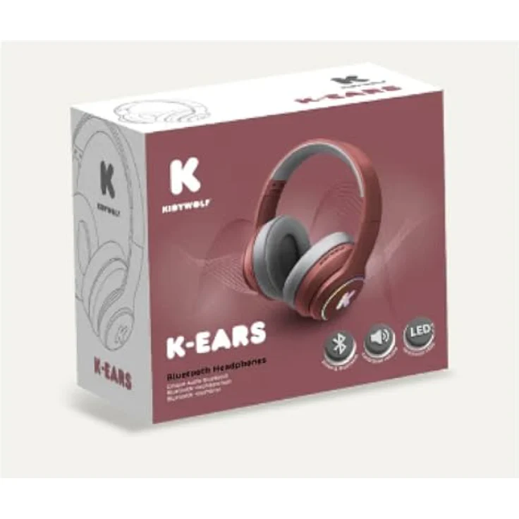 Kidywolf Planet Happy, kabelloser Kinderkopfhörer Bluetooth, rot mit LED-Licht, 85 dB Schutzmodus, weiche Polsterung – Bild 2