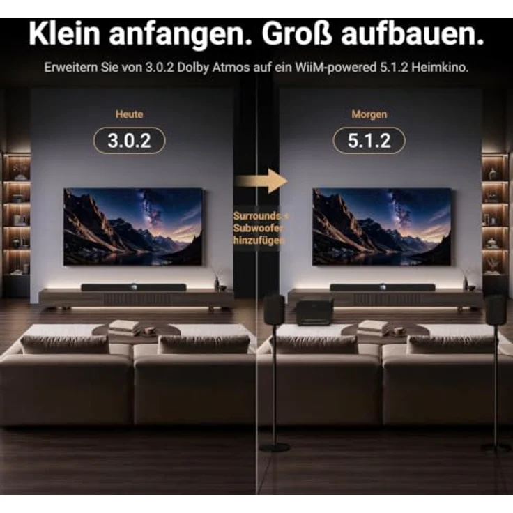WiiM Sound Bar, Multiroom Soundbar mit 135 W, Dolby Atmos, Touchdisplay und Sprachsteuerung, Schwarz Matt – Bild 4