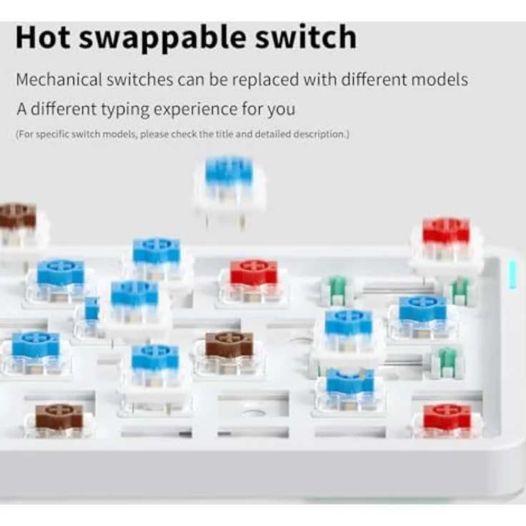 nuphy Air60 V2 Tragbar Mechanische kabellose Mini-Tastatur mit Beleuchtung, QMK/VIA Kompatibel, Bluetooth 5.1/2.4GHz, USB-C - Weiß Gateron Wisteria Switch – Bild 4