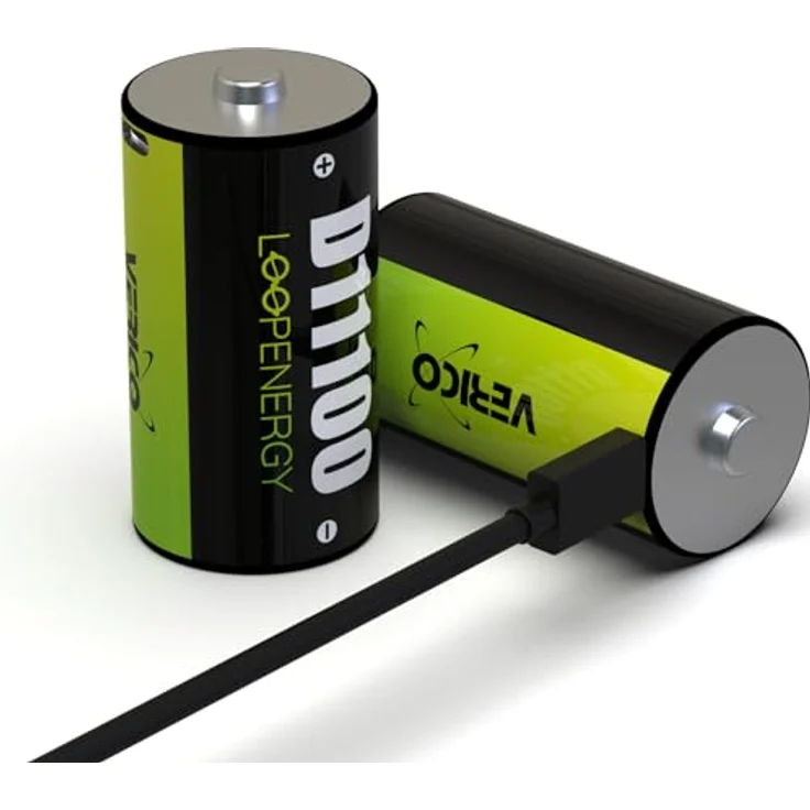 VERICO LoopEnergy Größe D, Mono, CR20-2er Pack, 11100mWh / 7400 mAh, USB Type-C Rechargeable Battery, Li-Ion, Including 1 Type A to 2 Type C Charge Cable – Bild 4