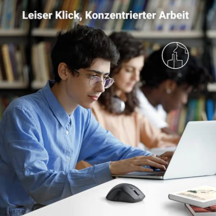 UGREEN Bluetooth Maus kabellos (BT 5.0 + 2.4G), 4000 DPI, 18 Monate Akkulaufzeit, Ergonomische, Schwarz – Bild 4