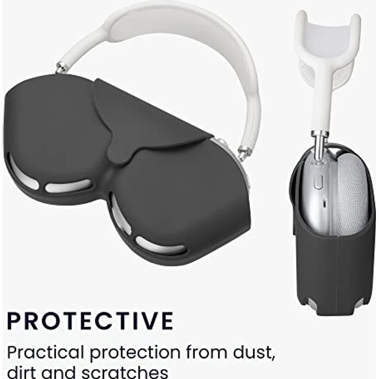 kwmobile Hülle kompatibel mit Apple Airpods Max Case - Schwarzes Silikoncover mit präzisem Design und sicherem Verschluss – Bild 4