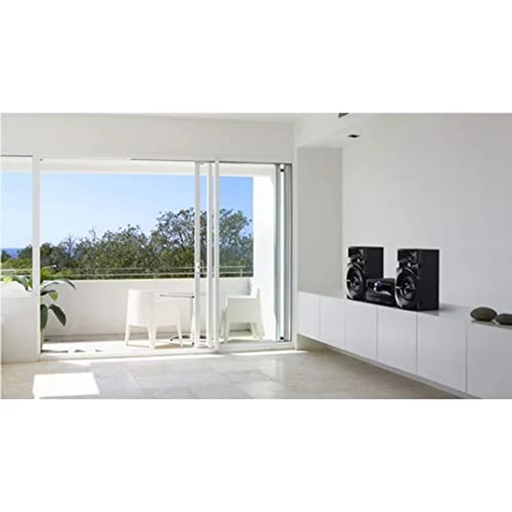 Panasonic Mini-System, 300 W, 2-Wege-Lautsprecher, Woofer:13 cm, CD-Player, CD-R-R W, Bluetooth, USB, 30 FM-15AM RDS, AUX, Audio-Qualität, blaue Beleuchtung, Schwarz FM-AM RDS-Radio blau – Bild 2