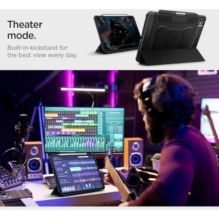 Spigen Rugged Armor Pro Hülle für iPad Pro 11 Zoll 5.Generation M4 (2024) - Schwarze Schutzhülle mit Stifthalter und Auto Schlaf/Wach Funktion – Bild 5