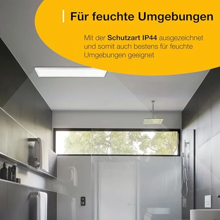 Brilliant LED Panel, 24W, 3200lm, IP44, 4000K, flaches Design, 25 x 96 cm, energieeffizient, neutralweißes Licht, moderne Deckenleuchte, weiß – Bild 5