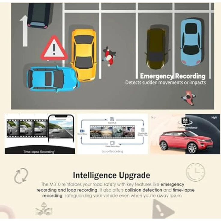 70mai Dashcam M310, 2K (QHD) Auflösung, FOV 130°, F2.0, G-Sensor, App-Steuerung, Parküberwachung – Bild 4