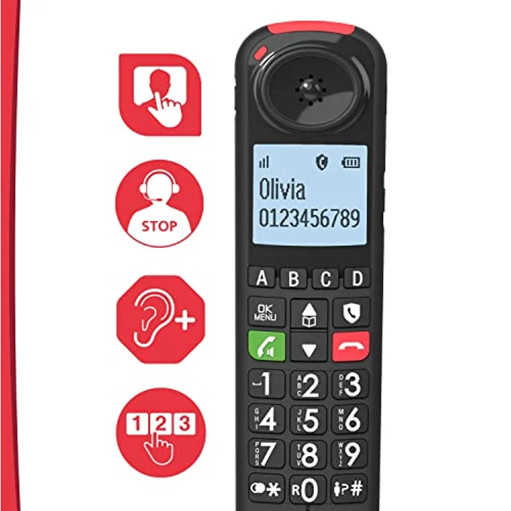 SwissVoice Xtra 2355 Duo Schnurloses Seniorentelefon Anrufbeantworter, Foto-Tasten, Freisprechen, für Hörgeräte kompatibel (00502) – Bild 3