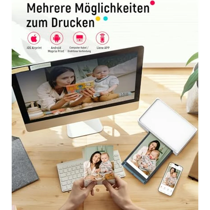 Liene Amber M100, tragbarer Fotodrucker 4x6", Thermosublimation, Wi-Fi, 300 DPI, kompatibel mit iOS/Android – Bild 3